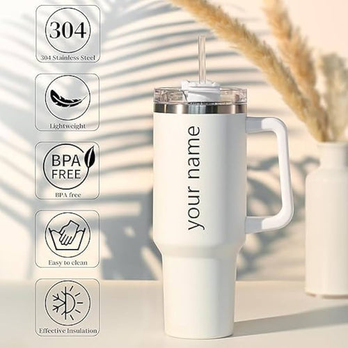 Personalized Stainless Steel Tumbler with Handle, 1200ml Capacity