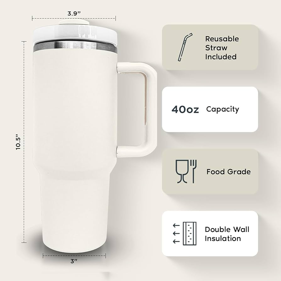 Personalized Stainless Steel Tumbler with Handle, 1200ml Capacity